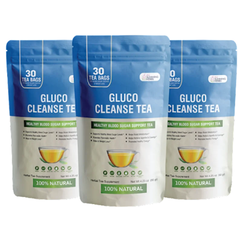 Gluco Cleanse Tea Blood Sugar Supplement Bottle (3 Bottle / 90 Day Pack)